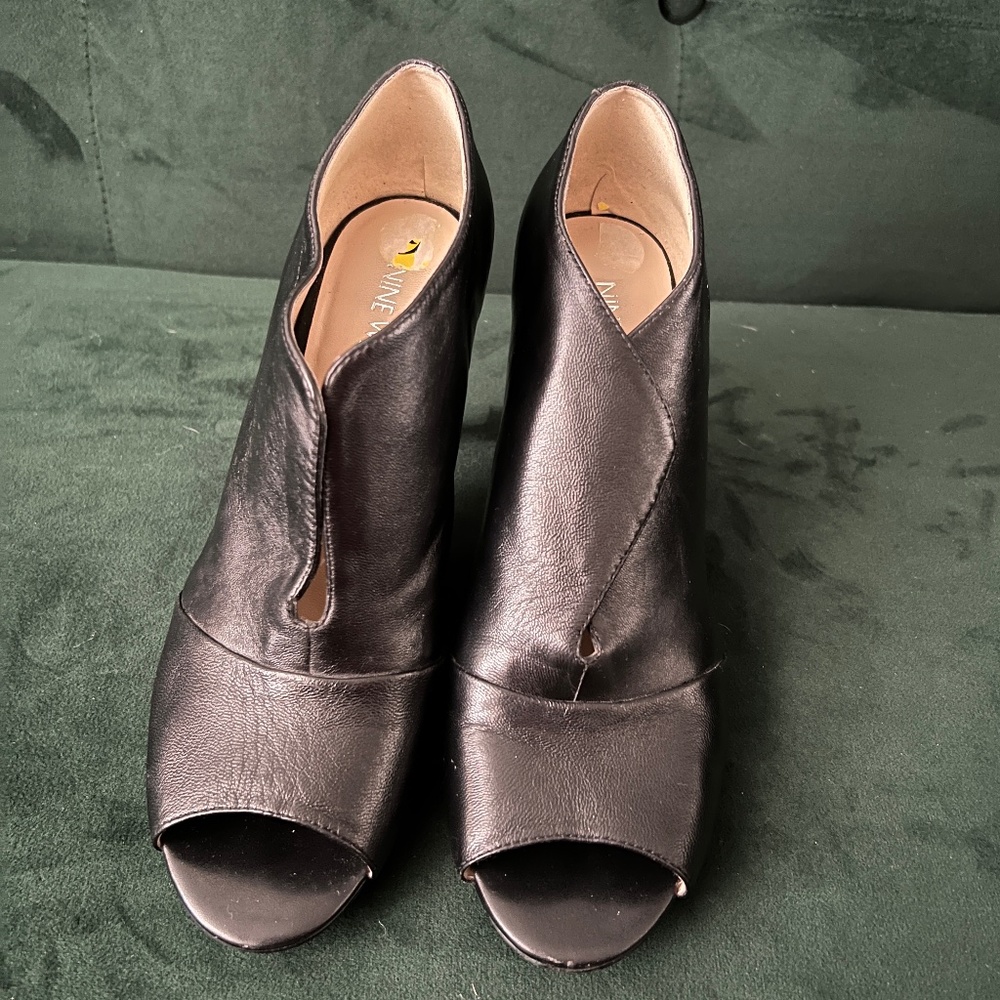 Nine West Artissa Leather Stiletto Booties Open Toe